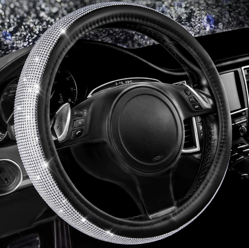 Steering Wheel Cover~Bling Faux Diamond With Sparkling Crystal Glitter~EUC